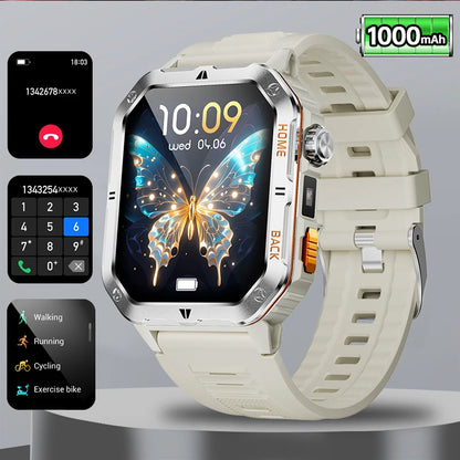 2025 New Military Outdoor 1000 mAh Battery Smart Watch Men GPS Sports Heart Rate IP68 Waterproof BT Calling Smartwatch Man xiaom