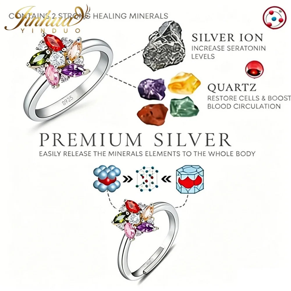 26 Wellness Jewelry Set 925 Sterling Silver Windmill Colorful Good Lucky CZ Necklace Earrings Bracelet Ring+Gift Box For Women