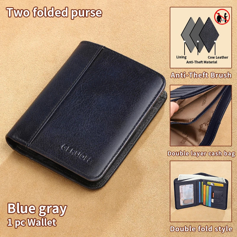 Compact Wallet, Made from Top-Grain Brown Leather with a Gradient Finish, Featuring Built-In RFID Protection Against...