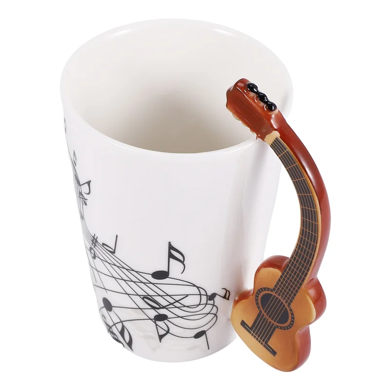 B62B-Creative Novelty Guitar Handle Cup Free Spectrum Coffee Milk Tea Cup Personality Mug Unique Musical Instrument Gift...