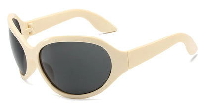 Oversized Y2K Sunglasses Women Lady Trendy Big Frame Vintage Wrap Around Glasses Fashion Punk Silver Shades - Kimlud