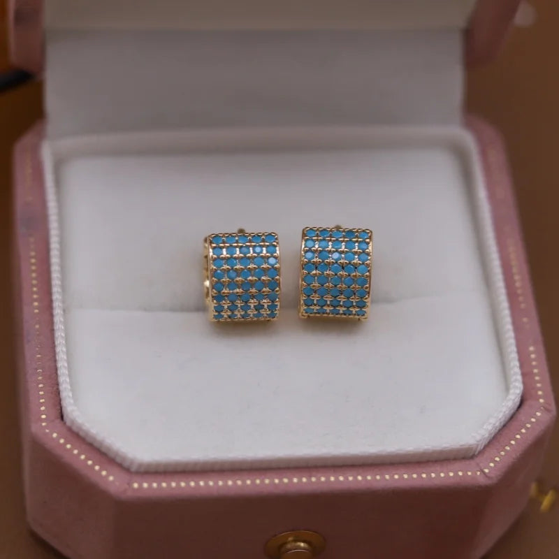 2025 Korean new design fashion jewelry 14K plated blue zircon large water drop earrings elegant women's daily work...