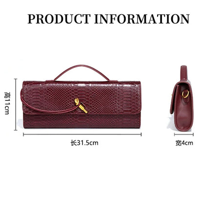 Luxury Design Top-Handle Bag For Women Evening Handbag Long Purse, Crocodile Pattern Crossbody Shoulder Bags Fashionable Outfits - Kimlud