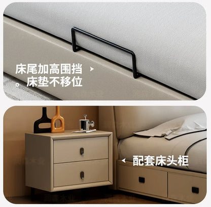Double 1.8m Beds Storage Headboard Upholstery Minimalist Drawers Beds Frames Multifunctional Muebles Para El Hogar Furniture