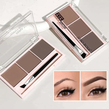 3-Color Brow Powder Set with Brush - Long-lasting, color-resistant, versatile contour makeup set for natural, three-dimensional