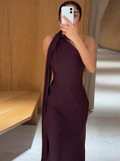 Sexy Strapless Ribbon Long Dresses Women Fashion Solid Sleeveless High Waist Slim Maxi Robes Female Chic Evening Party Dress - Kimlud