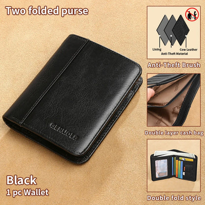 Compact Wallet, Made from Top-Grain Brown Leather with a Gradient Finish, Featuring Built-In RFID Protection Against...