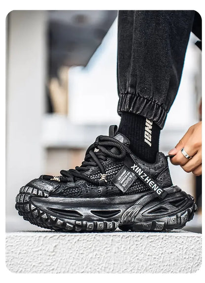 Chunky Sneakers Mens Original Designer Sports Shoes Fashion Casual Leather Fabric Breathable Height Increased Platform Gym Shoes