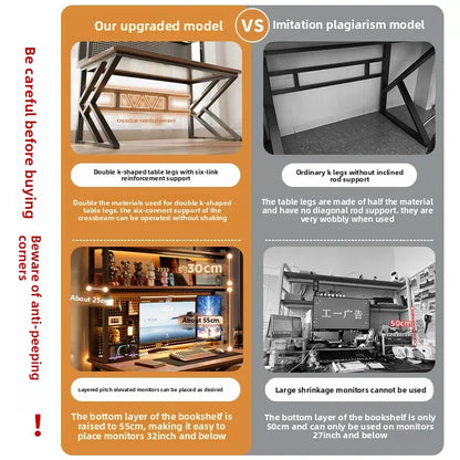 Ergonomic Gaming Desk with Built-in Bookshelf, Cable Management System | Compact Computer Desk for Small Spaces, Bedroom, Home