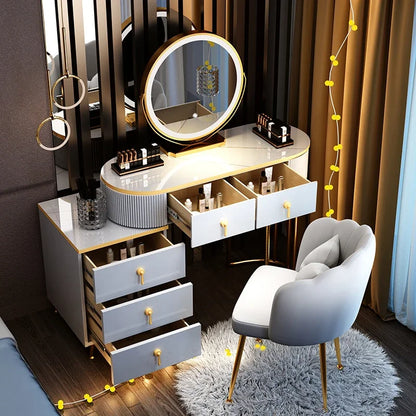 Modern Luxury Vanity Table Storage European Big Study Corner Women Organizer Dressing Table Girl Penteadeira Chinese Furniture