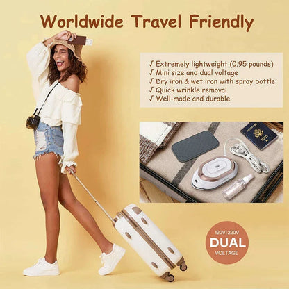 Handheld Mini Electric Dry Iron 120V/220V Dual-voltage 30S Heat Non-steam Garment Irons for Clothes Portable Lightweight Travel