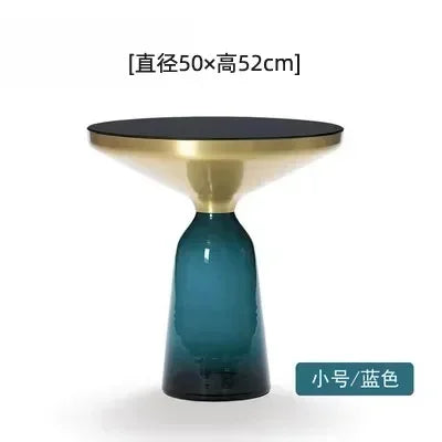 Nordic Creative Glass Round Coffee Table Combination Living Room Reception Side Table Transparent Light Luxury Coffee Tables - Kimlud