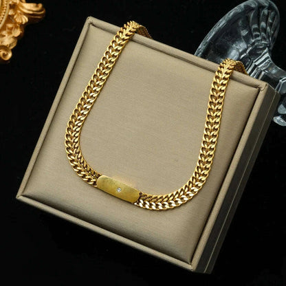 EILIECK 316L Stainless Steel Metal Chain Necklace For Women Fashion 18K Gold Plated Neck Chain Waterproof Jewelry Lady Gift