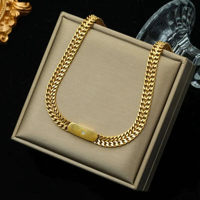 EILIECK 316L Stainless Steel Metal Chain Necklace For Women Fashion 18K Gold Plated Neck Chain Waterproof Jewelry Lady Gift