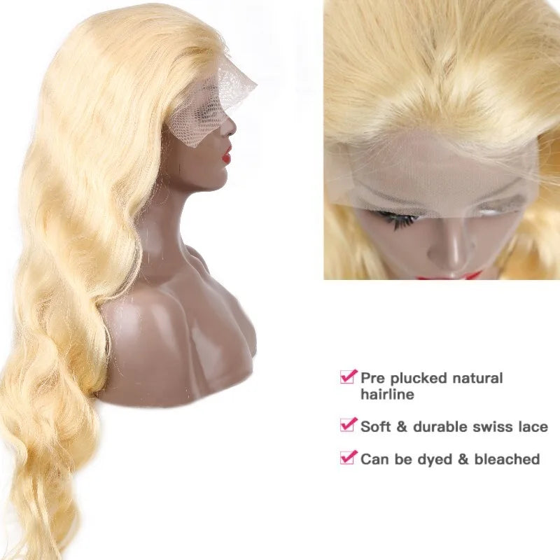 360 Lace Frontal Wig 613 Blonde 13x4 13x6 Body Wave Lace Front Wig Preplucked Brazilian Lace Front Human Hair Wigs 30 32 46 Inch - Kimlud