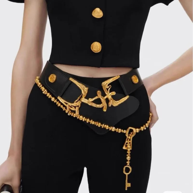 Brand Fashion Show Metal Alloy Lock Pendant Belt For Women Fashion Jewelry Trendy Girls' Sweater Dress Accessories |...
