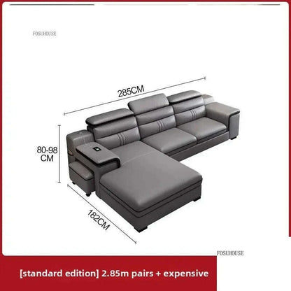 Large Apartment Chaise Leather Sofa Combination Set Modern Light Luxury Living Room Sofas Creative Office Comfortable Large Sofa