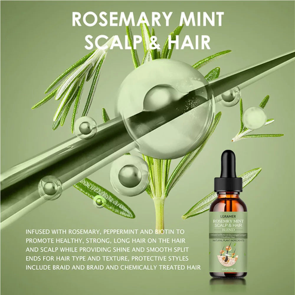 Hair Growth Essential Oil Rosemary Mint Hair Strengthening Oil Nourishing Treatment For Split Ends Dry Organics Hair Care Oil - Kimlud