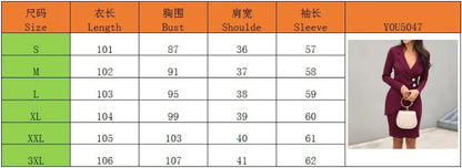 Sexy Lapel Long Sleeve Dress For Women Autumn Fashion Solid Color Button Slim Irregular Office Lady Package Hip Dresses...