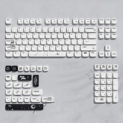 MOA Profile PBT Key caps White Milky Way Five Sided Dye Sublimation Keycaps for Cherry Gateron MX Switches Mechanical Keyboard