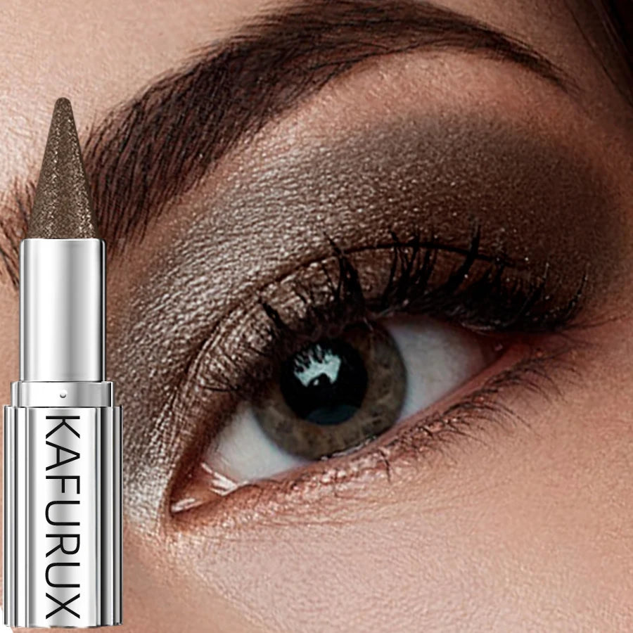 1pc Waterproof Brown Eyeshadow Sticks Long Lasting High Pigmented Shimmer Glitter Natural Eye Shadow Pencil Crayon Makeup Gifts - Kimlud