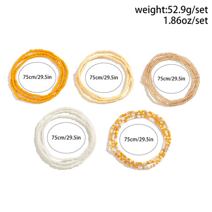 5Pcs/Set Bohemian Coloful Rice Bead Waist Chain for Women Sexy Bikini Multilayer Thin Belt Belly Chain Summer Beach Body...