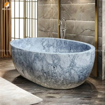 Custom Grey Stone Round Marble Natural Graphic Design Modern Freestanding Bath Tub Bathtub for Sale