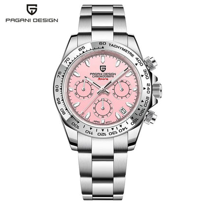 New PAGANI DESIGN Stainless Steel Bracelet Men's Quartz Watch Luxury Sapphire Glass Chronograph VK63 Men's Reloj Hombre Watch