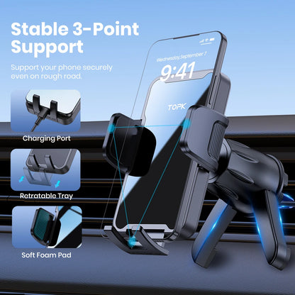 TOPK Car Phone Holder Mount[Upgraded Support Function] Metal Hook Cell Phone Holder for Car Air Vent Compatible with All...