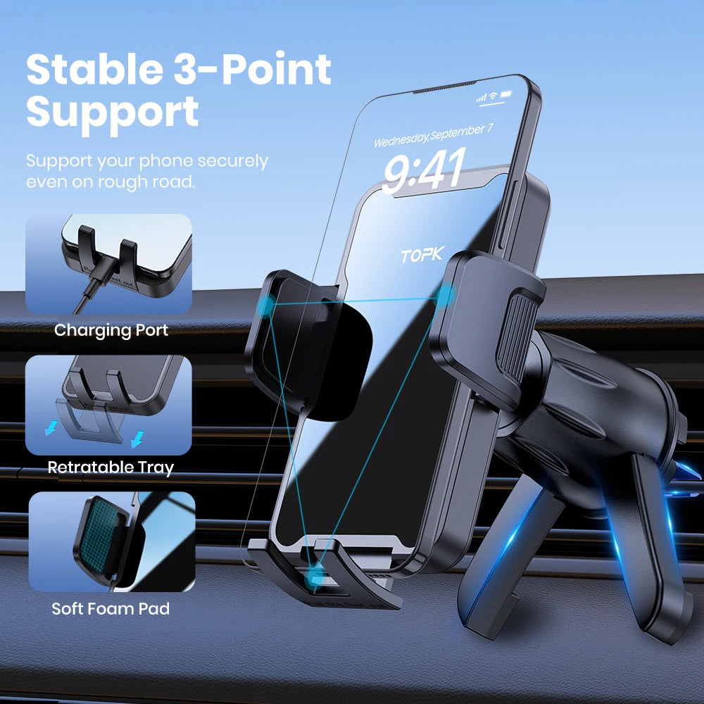 TOPK Car Phone Holder Mount[Upgraded Support Function] Metal Hook Cell Phone Holder for Car Air Vent Compatible with All...