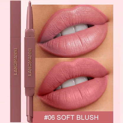 2 in 1 Matte Red Lipliner Waterproof Nude Matte Lip Liner Pencil Double Head Lipstick Pen Long Lasting Lips Outline Stick Makeup