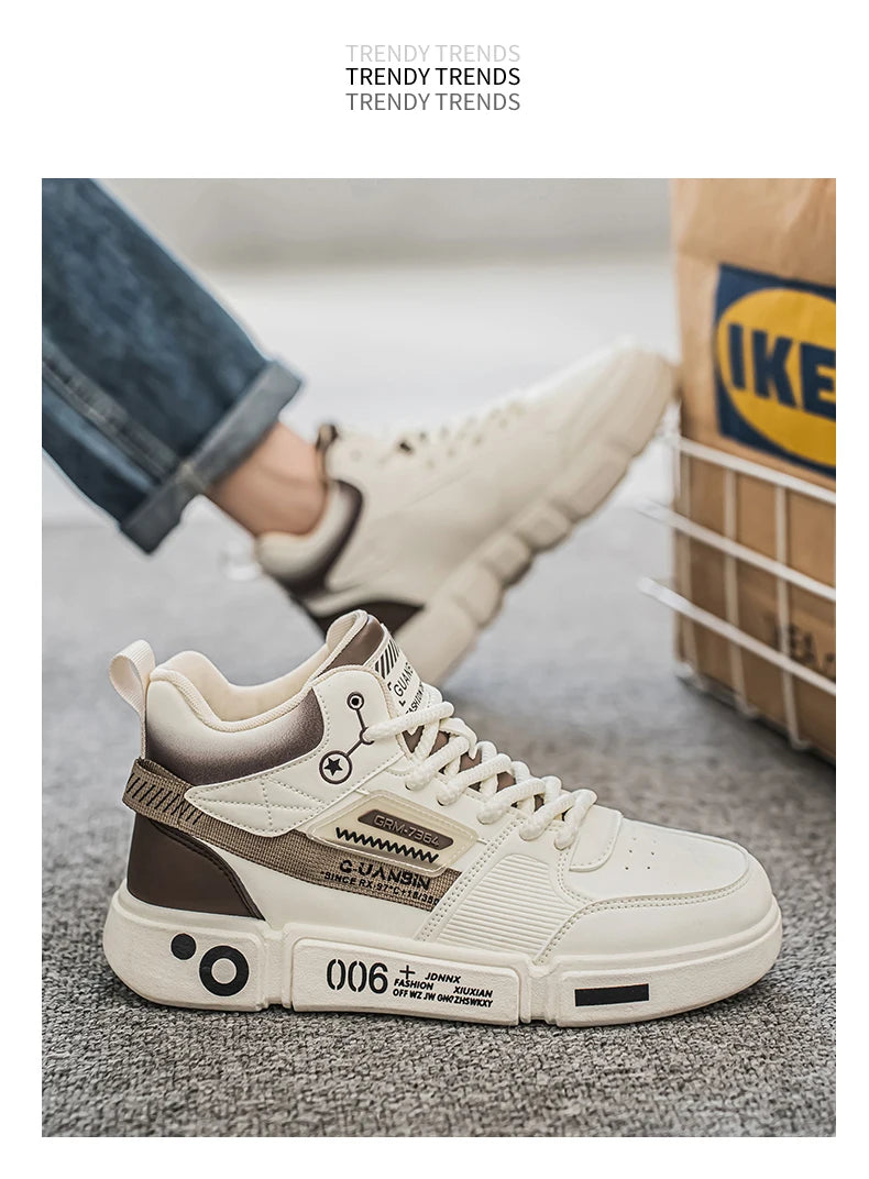 Sneakers Men Casual High Top Board Shoes Vulcanized Shoes Male Walking Sport Shoes Outdoor Sneakers Male Soft Sole Walking Shoes