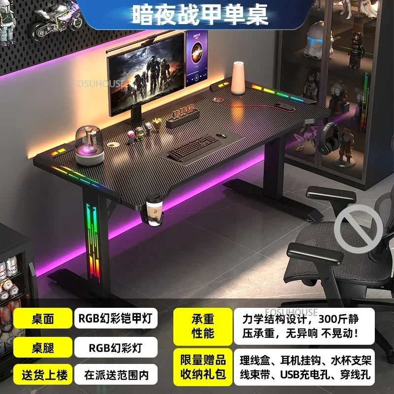 Modern E-sports Table Home Study Room Office Computer Table Office Furniture Internet Cafe Gaming Desk With RGB Atmosphere Light - Kimlud