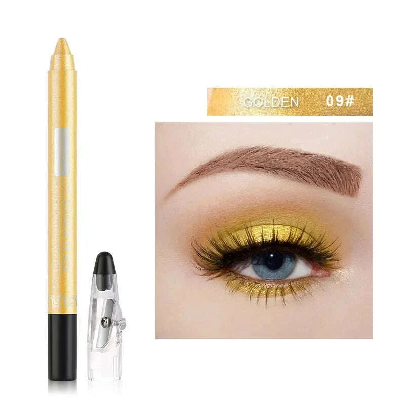 Pearlescent Eyeshadow Pen Lying Silkworm Eyeliner Pencil with Sharpener Matte Waterproof Eye Shadow Stick Eyes Makeup Cosmetics