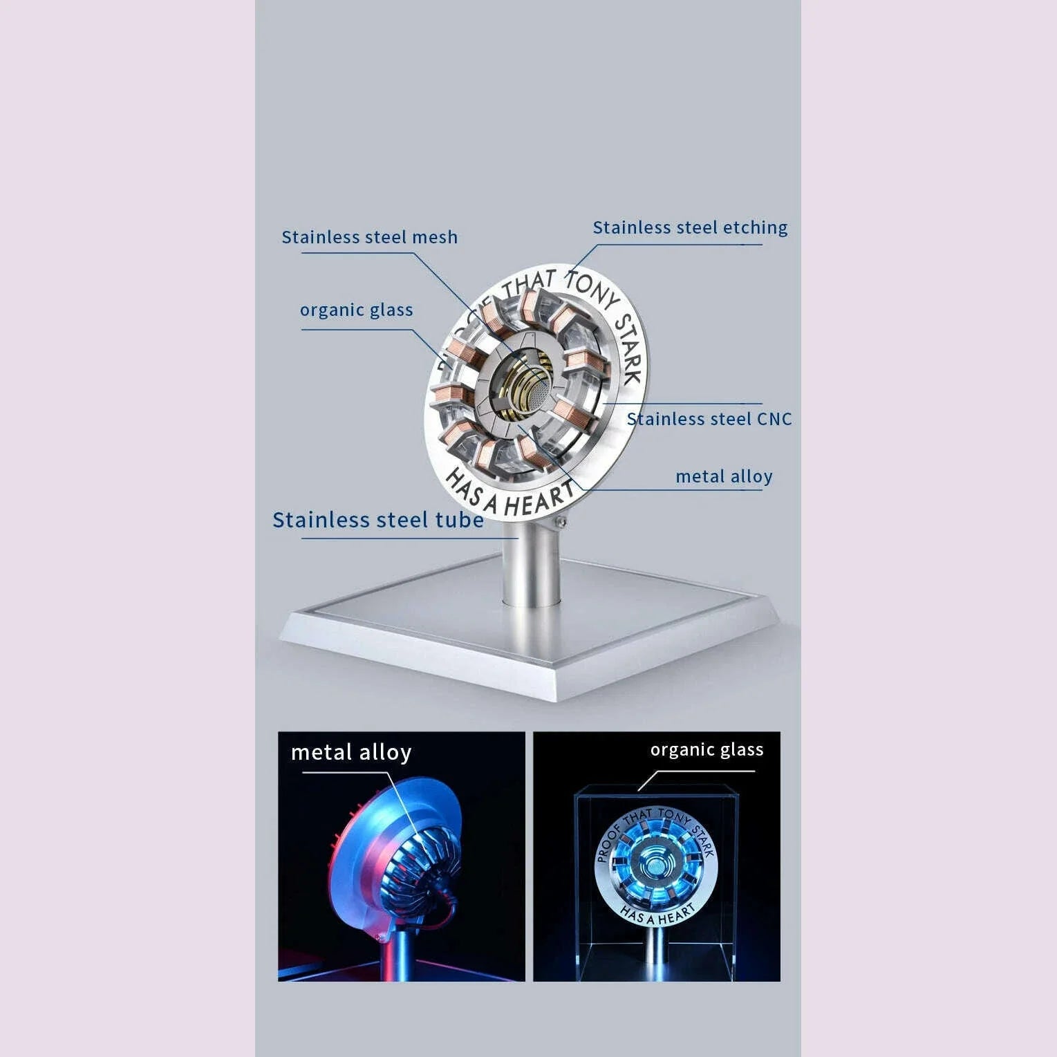 Alloy Reactor Chest Light 1/1 Ark Electromagnetic Core USD The First Avengers Iron Man Mk1 Iron Man Peripheral Model Gift