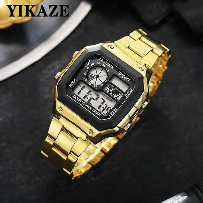 MAYZHISU Classic Men's Digital Watches Luxury Stainless Steel Strap Sport Watches Men Military Clock LED Sport Wristwatch - Kimlud