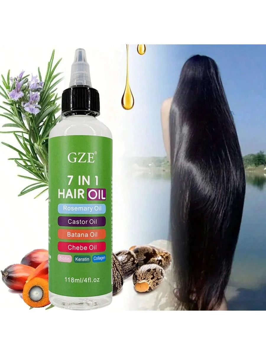 7-IN-1 Hair Oil Enriched With Rosemary Oil Castor Oil Batana Oil Chebe Oil Biotin Keratin Collagen for Hair Strongs,...