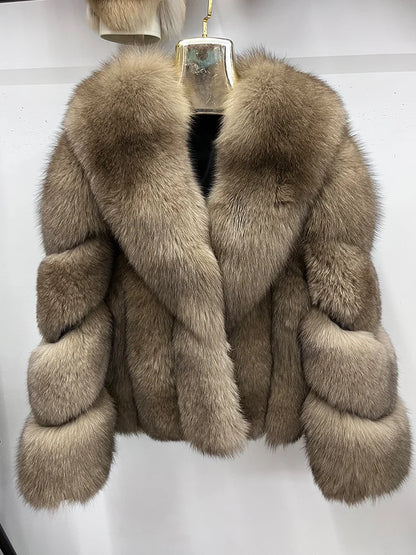 2026 New Women Real Fox Fur Coat Natural Fox Fur Jacket Luxury Fur Coat Mid-length High Quality Long Sleeve Outwear Hot Sale - Kimlud