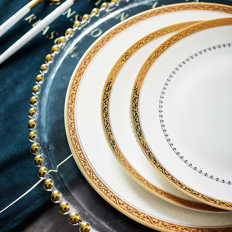 Bowl and Plate Set for Household Light Luxury, Modern Simplicity, Jingdezhen Ceramic Tableware, Bowl and Plate...