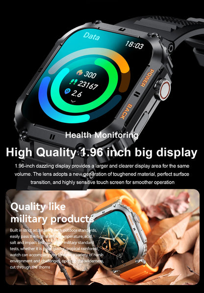 2024 Smart Watch Men's New Bluetooth Call 1.96-inch IPS Square Screen Full View Full Day Heart Rate Detection Sports Smart Watch