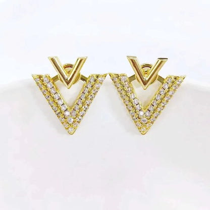 Luxury Full Zircon Love Hoop Earrings For Women Exquisite Shiny Crystal Heart Shaped Temperament Earrings Wedding...