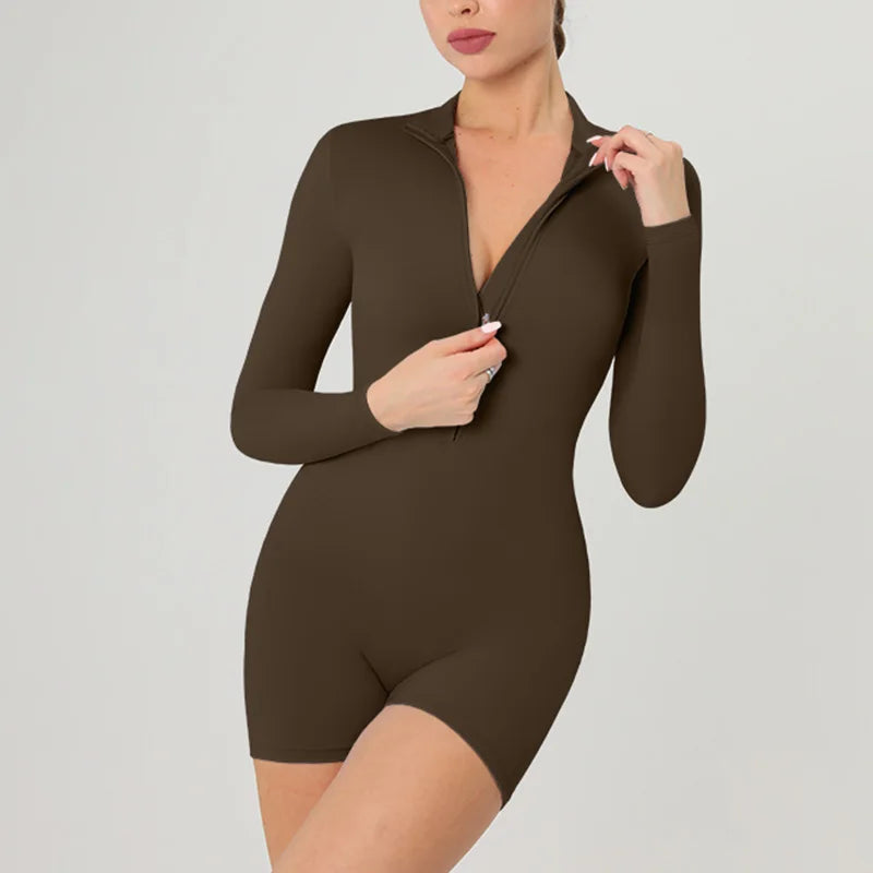 Warm Longsleeve Jumpsuts Women Thickened Sport Overalls Gym Set Zipper Fitness Bodysuits Winter Jumpsuit Workout Tracksuit - Kimlud
