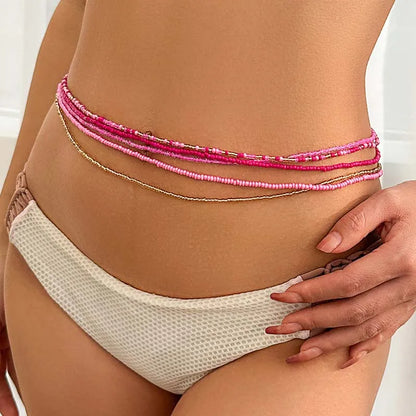 5Pcs/set Bohemian Coloful Rice Bead Waist Chain for Women Sexy Multilayer Elastic Beaded Belt Belly Chain Beach Body...