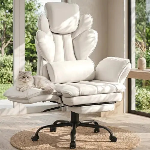 Flip Armrests Criss Cross Office Chair, Reclining Office Chair with Foot Rest, Adjustable Headrest, Massage Waist |...
