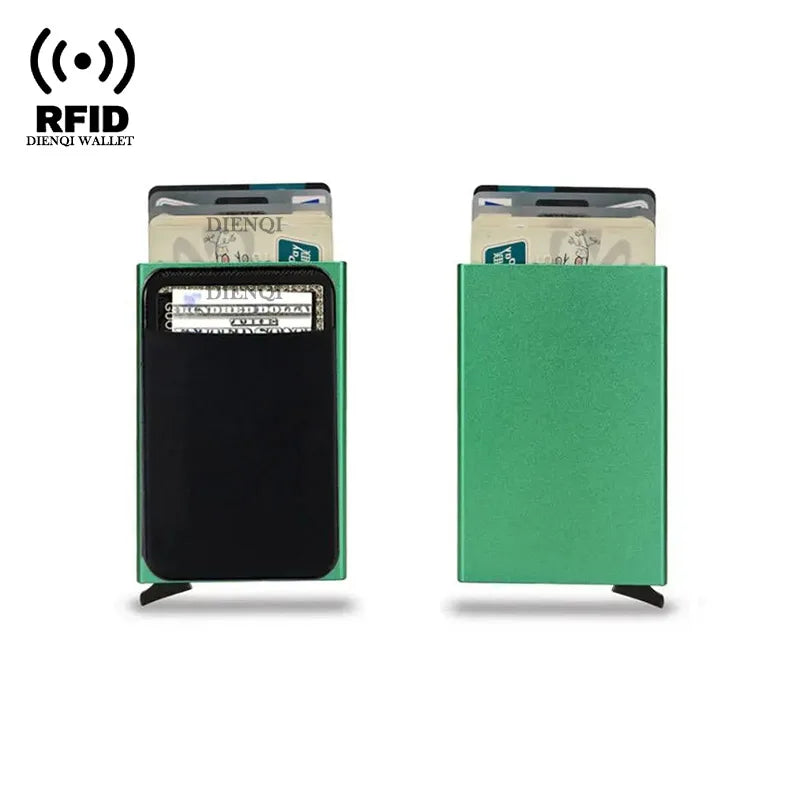 DIENQI Rfid Credit Card Holder Smart Minimalist Aluminium Metal Wallet Thin Pop-up Cardholder Wallets for Men Creditcard Case