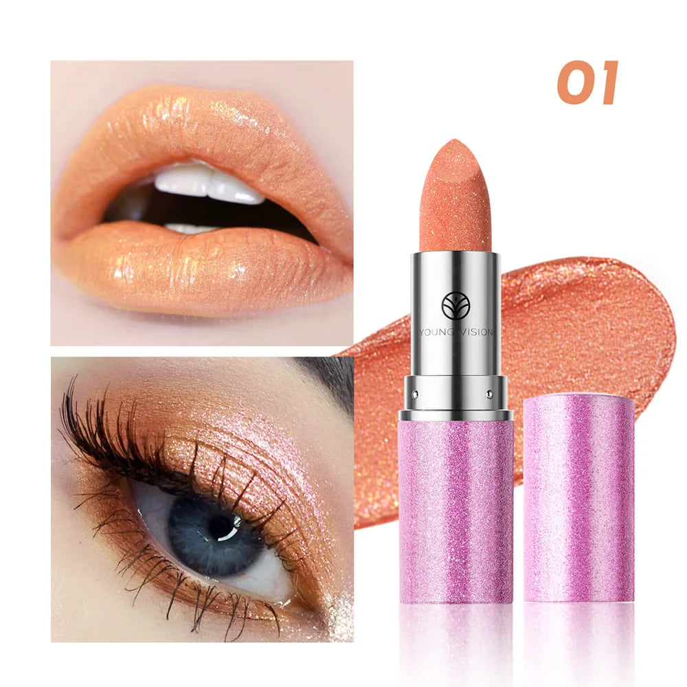 6 Colors Bold & Intense Glitter Shiny Metallic Lipstick Pearlescent Lip Tint Long Lasting Lip Senior Matte Lip Makeup...