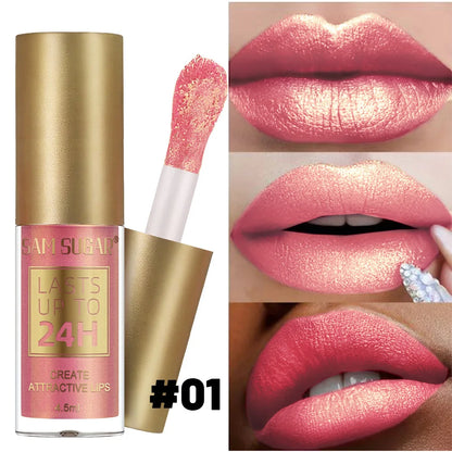 Liquid Lipstick Long Lasting 24H, Metallic Shimmer High Pigment Lip Gloss, Transfer & Smudge Resistant Lip Color