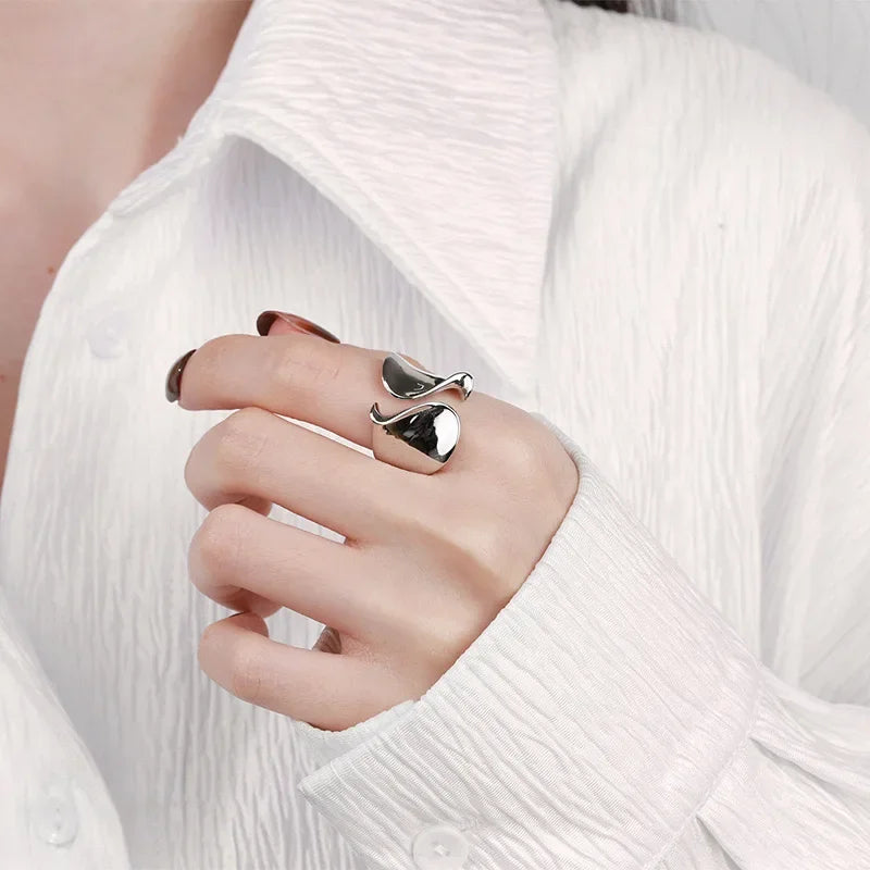 925 Sterling Silver Rings for Women Couple Minimalist Handmade Simple Big Open Ring Party Prevent Allergy Jewelry...