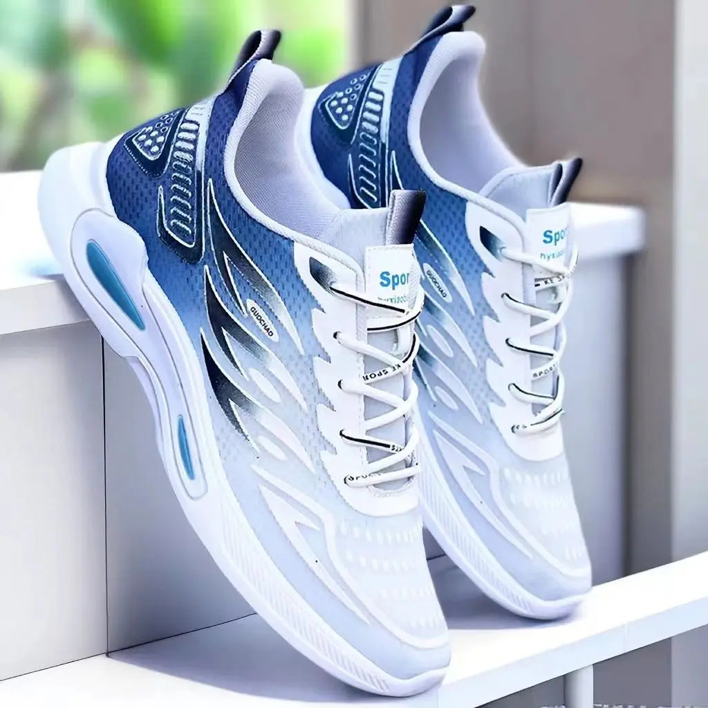 Summer Sneakers for Men Mesh Breathable Running Shoe Lace Up Trend Wear Resistant Platform Shoes Comfortable Soft Sole Men Shoes