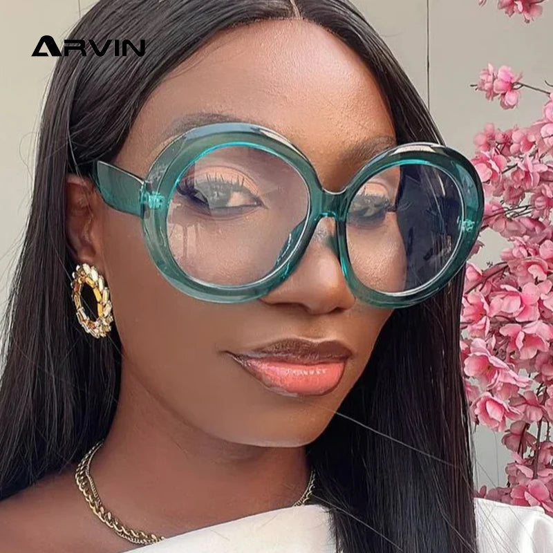 Oversized Round Eyeglasses Frames Women New Fashion Luxury Designer Ladies Glasses Candy Color Non-prescription...